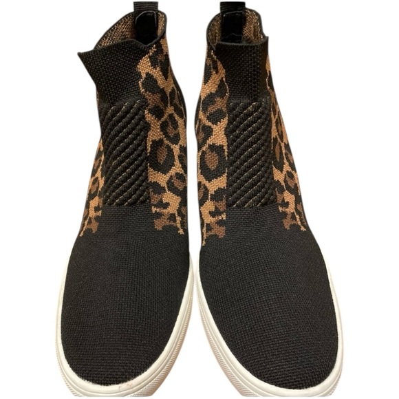 MIA Leopard Knit Wedge Ankle Bootie Slip On Women’s Size 9 Brown / Black NWOT - Picture 4 of 7